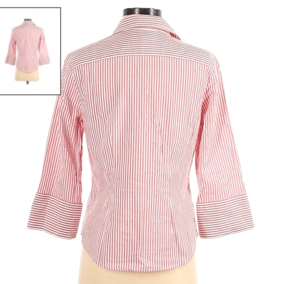 Faconnable Red & White Striped Button Down - Picture 2 of 2